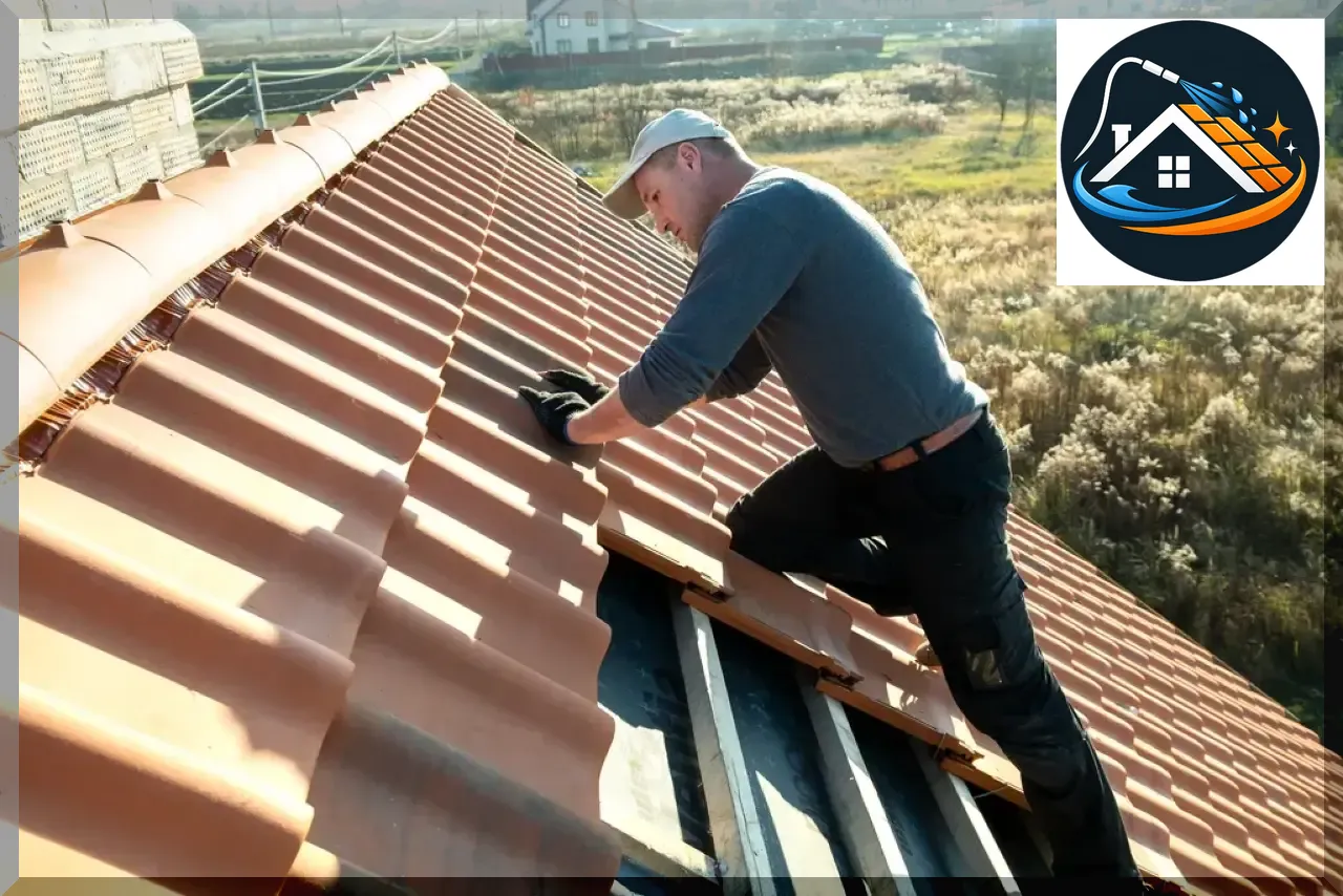 Intervention sur une toiture en tuiles pour rechercher une fuite